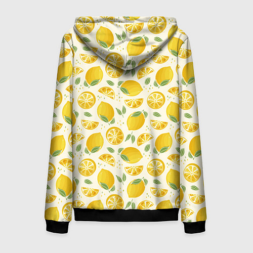 Мужская толстовка на молнии Сочные лимоны - паттерн / 3D-Черный – фото 2