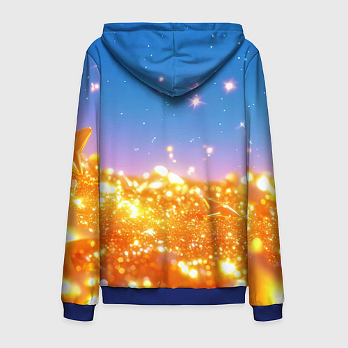 Мужская толстовка на молнии Золотые шарики на голубом фоне / 3D-Синий – фото 2
