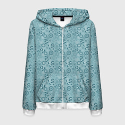 Толстовка 3D на молнии мужская Бирюзовый деревенский узор ретро, цвет: 3D-белый