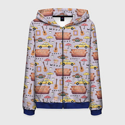 Толстовка 3D на молнии мужская Друзья - паттерн, цвет: 3D-синий