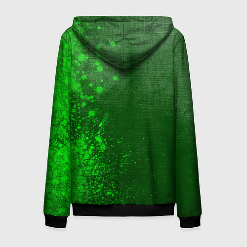 Мужская толстовка на молнии Blue Exorcist - green gradient по-вертикали / 3D-Черный – фото 2