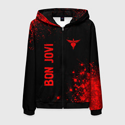 Мужская толстовка на молнии Bon Jovi - red gradient вертикально