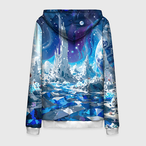 Мужская толстовка на молнии Космический фантастический пейзаж / 3D-Белый – фото 2