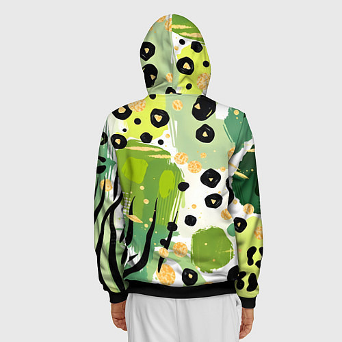 Мужская толстовка на молнии Зеленый анималистичный паттерн / 3D-Черный – фото 4