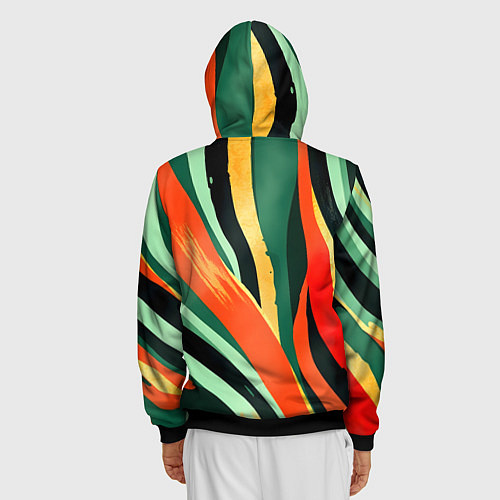 Мужская толстовка на молнии Тропическая жаркая абстракция / 3D-Черный – фото 4