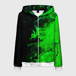 Толстовка 3D на молнии мужская Color green black, цвет: 3D-белый