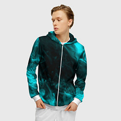 Толстовка 3D на молнии мужская Neon smoke, цвет: 3D-белый — фото 2