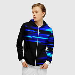 Толстовка 3D на молнии мужская Color blue black, цвет: 3D-белый — фото 2