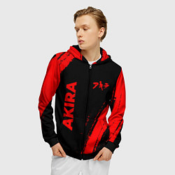 Толстовка 3D на молнии мужская Akira - red gradient вертикально, цвет: 3D-черный — фото 2