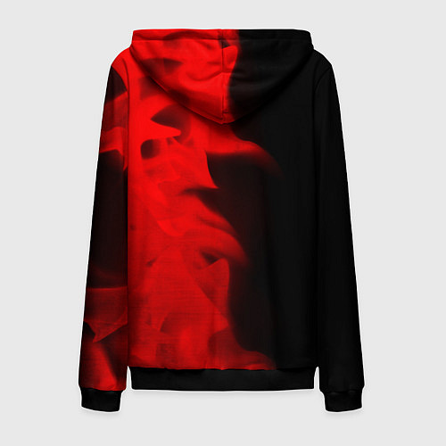 Мужская толстовка на молнии Portal - red gradient по-вертикали / 3D-Черный – фото 2
