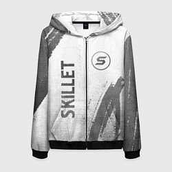 Толстовка 3D на молнии мужская Skillet - white gradient вертикально, цвет: 3D-черный