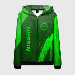 Толстовка 3D на молнии мужская Nissan - green gradient вертикально, цвет: 3D-черный