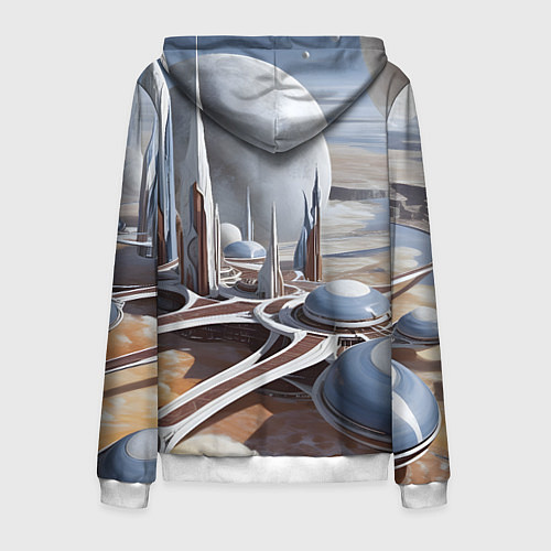 Мужская толстовка на молнии Город на другой планете / 3D-Белый – фото 2