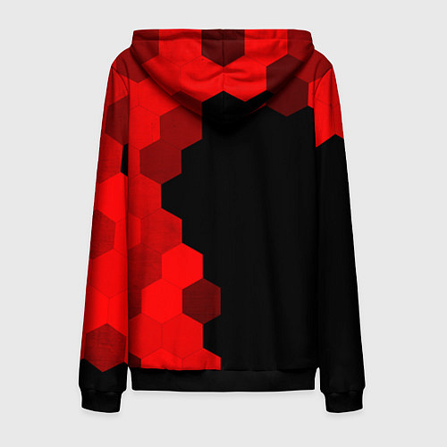 Мужская толстовка на молнии Jaguar - red gradient по-вертикали / 3D-Черный – фото 2
