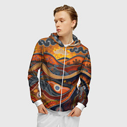 Толстовка 3D на молнии мужская Горы и холмы в виде узоров, цвет: 3D-белый — фото 2