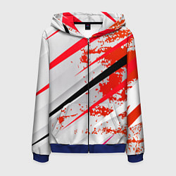 Толстовка 3D на молнии мужская Color white red, цвет: 3D-синий
