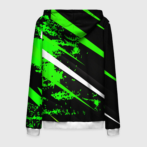 Мужская толстовка на молнии Color black and green / 3D-Белый – фото 2
