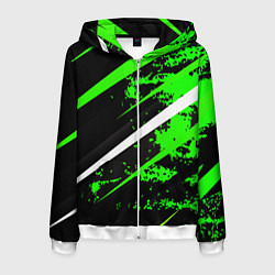 Толстовка 3D на молнии мужская Color black and green, цвет: 3D-белый