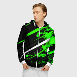 Толстовка 3D на молнии мужская Color black and green, цвет: 3D-белый — фото 2