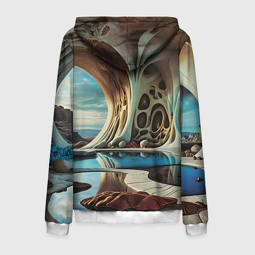 Мужская толстовка на молнии Современная пещера / 3D-Белый – фото 2