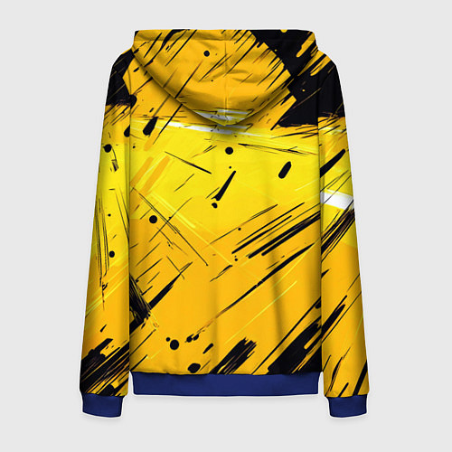 Мужская толстовка на молнии Желтая краска на черном фоне / 3D-Синий – фото 2