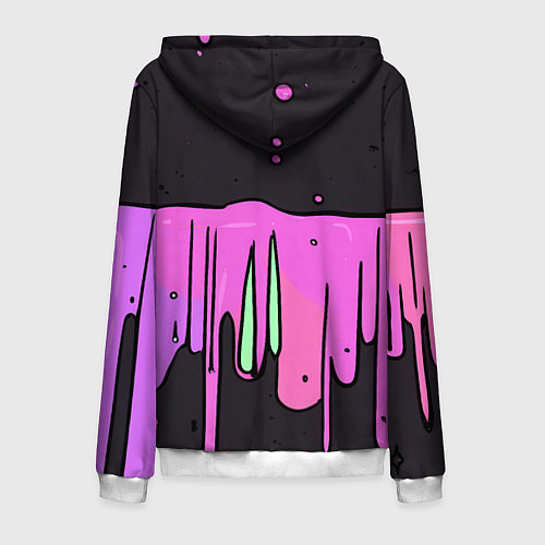 Мужская толстовка на молнии Фиолетовая текстура на черном фоне / 3D-Белый – фото 2