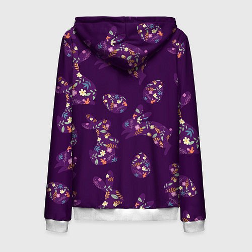 Мужская толстовка на молнии Кролики и яйца / 3D-Белый – фото 2