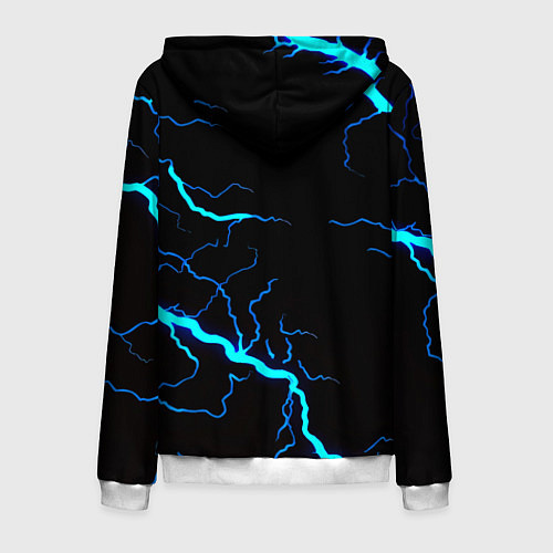 Мужская толстовка на молнии Monster energy неоновые молнии / 3D-Белый – фото 2