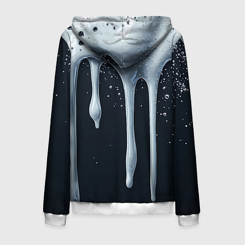 Мужская толстовка на молнии Белая объемная слизь текстура / 3D-Белый – фото 2