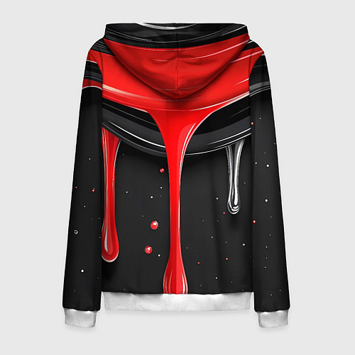 Мужская толстовка на молнии Красная и черная краска текстура / 3D-Белый – фото 2