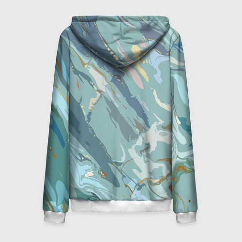 Мужская толстовка на молнии Холодный голубой абстракция / 3D-Белый – фото 2