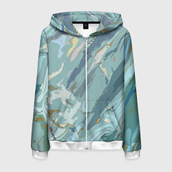 Толстовка 3D на молнии мужская Холодный голубой абстракция, цвет: 3D-белый
