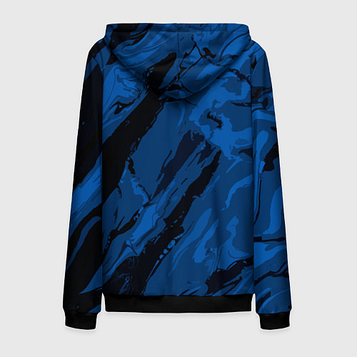 Мужская толстовка на молнии Тёмный синий абстракция / 3D-Черный – фото 2
