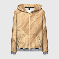 Толстовка 3D на молнии мужская Бежевая текстура каменная мрамор, цвет: 3D-меланж