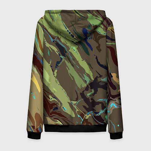 Мужская толстовка на молнии Абстракция тон хаки / 3D-Черный – фото 2