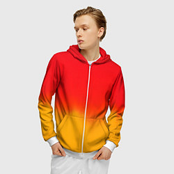 Толстовка 3D на молнии мужская Абстракция с красным и желтым, цвет: 3D-белый — фото 2