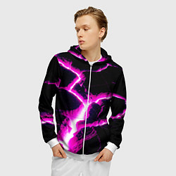 Толстовка 3D на молнии мужская Color pink black, цвет: 3D-белый — фото 2