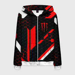 Толстовка 3D на молнии мужская Monster energy sport geometry, цвет: 3D-белый