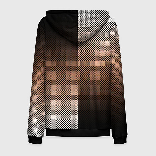 Мужская толстовка на молнии Чёрно-коричневый текстурный градиент пополам / 3D-Черный – фото 2
