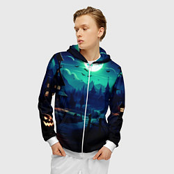 Толстовка 3D на молнии мужская Day of the Dead - Хэллоуин, цвет: 3D-белый — фото 2