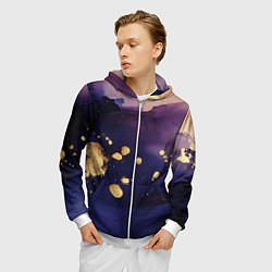 Толстовка 3D на молнии мужская Золотая краска на текстуре, цвет: 3D-белый — фото 2