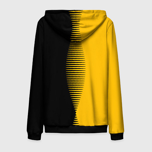 Мужская толстовка на молнии Чёрно-жёлтый пополам с переходом / 3D-Черный – фото 2
