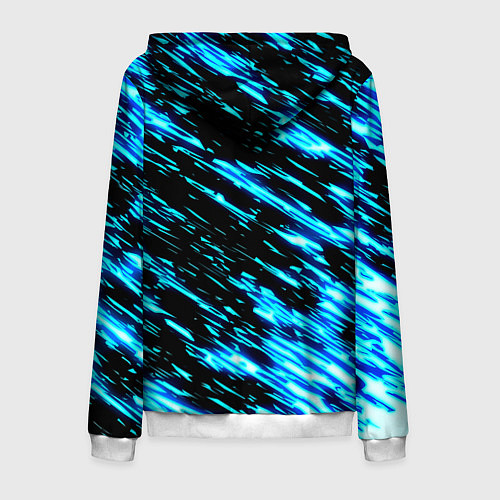 Мужская толстовка на молнии Monster energy штрихи голубых неоновых красок / 3D-Белый – фото 2