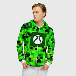 Толстовка 3D на молнии мужская Minecraft xbox, цвет: 3D-белый — фото 2