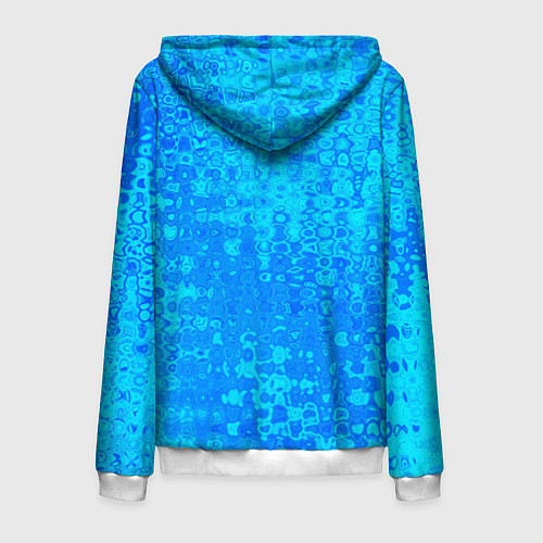Мужская толстовка на молнии Голубой неоновый абстрактная текстура / 3D-Белый – фото 2