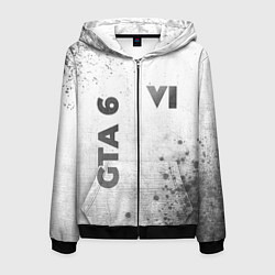 Толстовка 3D на молнии мужская GTA 6 - white gradient вертикально, цвет: 3D-черный