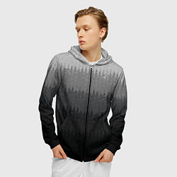 Толстовка 3D на молнии мужская Градиент полосами тёмно-серый графитовый, цвет: 3D-черный — фото 2