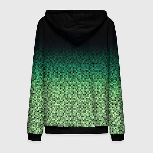 Мужская толстовка на молнии Чёрно-зелёный градиент с узором / 3D-Черный – фото 2