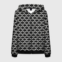 Толстовка 3D на молнии мужская Кольчуга крупная - паттерн, цвет: 3D-черный