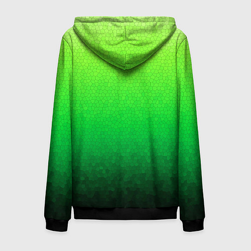 Мужская толстовка на молнии Градиент мозаика зелёный в тёмный / 3D-Черный – фото 2